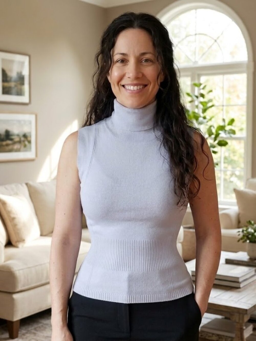 Jax Light Blue Sleeveless Turtleneck Sweater